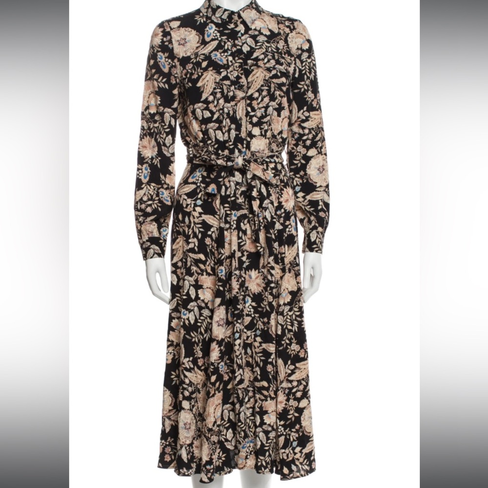 Sezane floral long print dress SZ 42